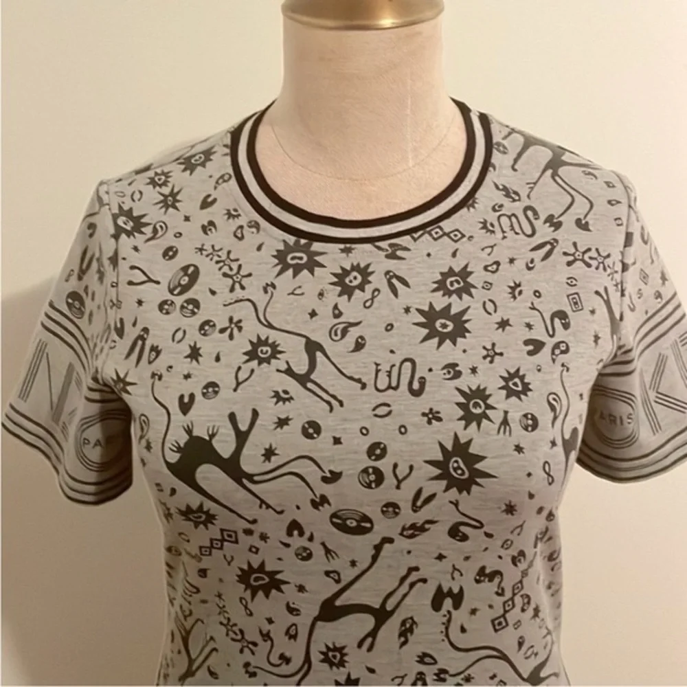 Kenzo Designer T-Shirt Dress Grey Logo Short Sleeve size L - Picture 4 of 10